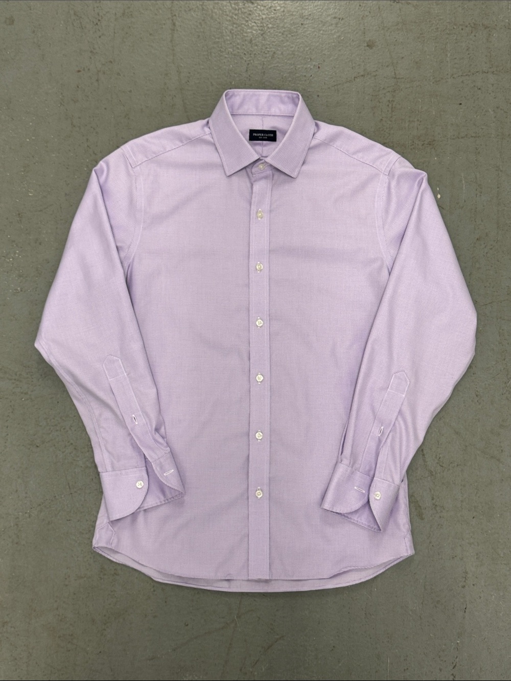Proper Cloth Lavender Houndstooth Men's Long-Sleeve Dress Shirt 16/33